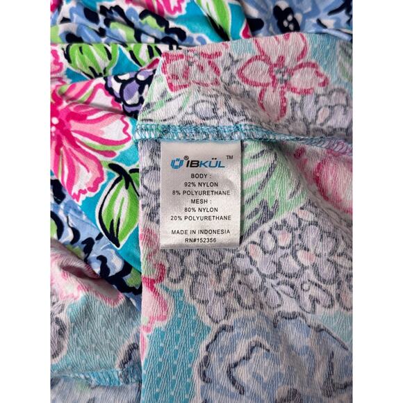 Ibkul Sun Shirt Small Womens Blue Floral UPF 50 Vented 1/4 Zip Top - Picture 8 of 8
